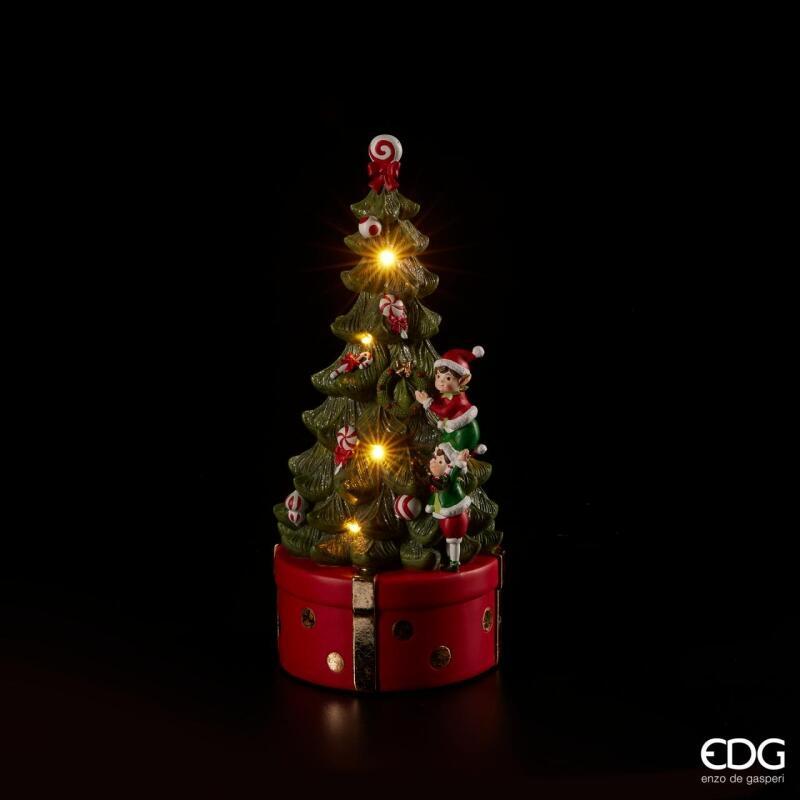 edg enzo de gasperi edg enzo de gasperi carillon pino con elfi natalizi con led h 37 cm d 16 cm verde rosso ean 8059824295521