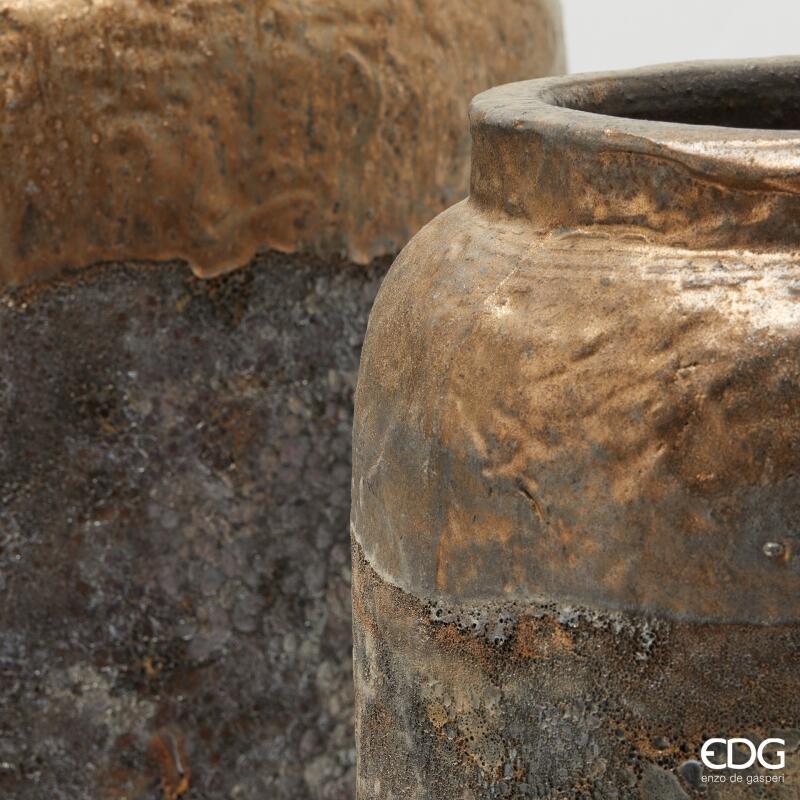edg enzo de gasperi edg enzo de gasperi set 2 pz vaso saigon rotondo h 63 cm h 58 cm ceramica waterproof copper ean 8059824494382