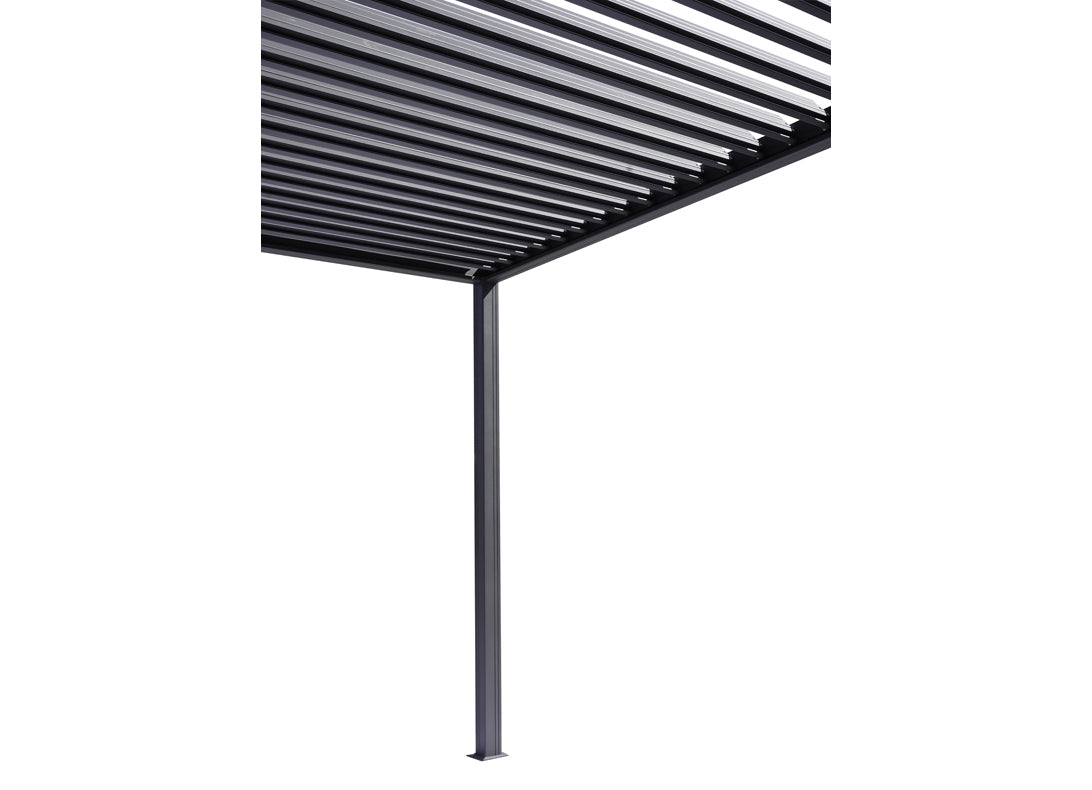 Pergola bioclimatica Garage 3x4 m antracite in alluminio, lamelle orientabili, scarico integrato