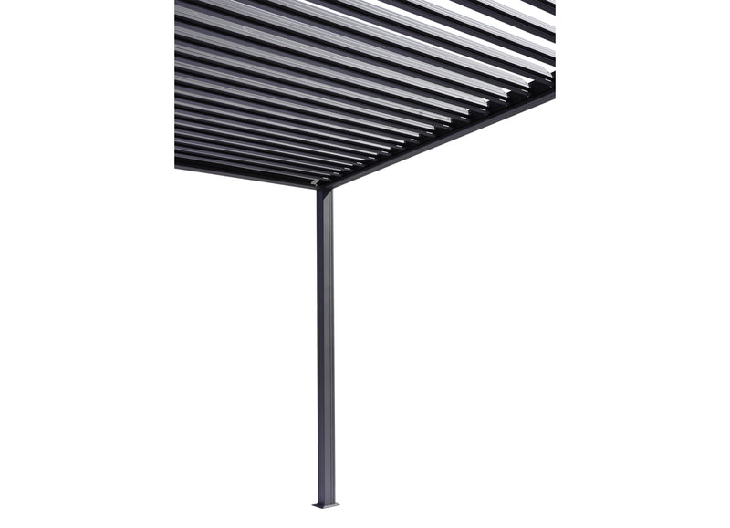 Pergola bioclimatica Garage 3x4 m antracite in alluminio, lamelle orientabili, scarico integrato
