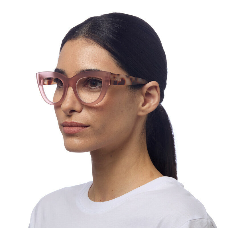 okkia okkia occhiale da lettura mod claudia premontato gatto soft touch pink havana diottrie 1 50 ean 8055773193024