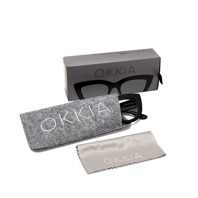 okkia okkia occhiale da lettura mod claudia premontato gatto soft touch spring nero diottrie 3 00 ean 8055773192959