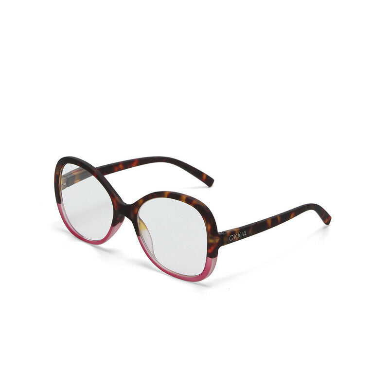 okkia okkia occhiale da lettura mod verona premontato butterfly soft touch spring anti luce blu havana pink diottrie 3 00 ean 8056211374449