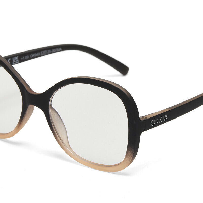 okkia okkia occhiale da lettura mod verona premontato butterfly soft touch spring anti luce blu rosa nero diottrie 3 00 ean 8056211373992