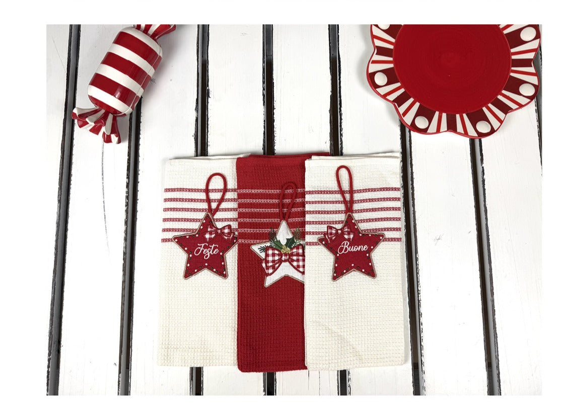 preziosa home preziosa home set 3 pz strofinacci natale sommaruga ass nidone ricamati 50 x 70 cm bianco rosso 1 pz ean 8050264038594