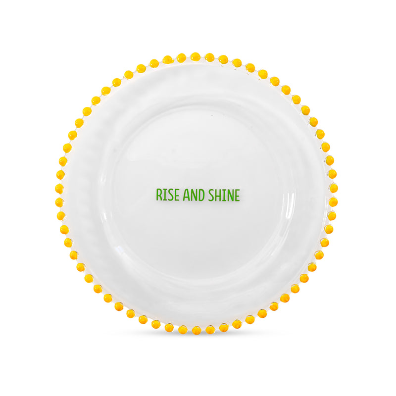 wd lifestyle wd lifestyle set 2 piattini d 195 cm in vetro decorazione rise and shine e calm and cozy giallo verde ean 8055035685038