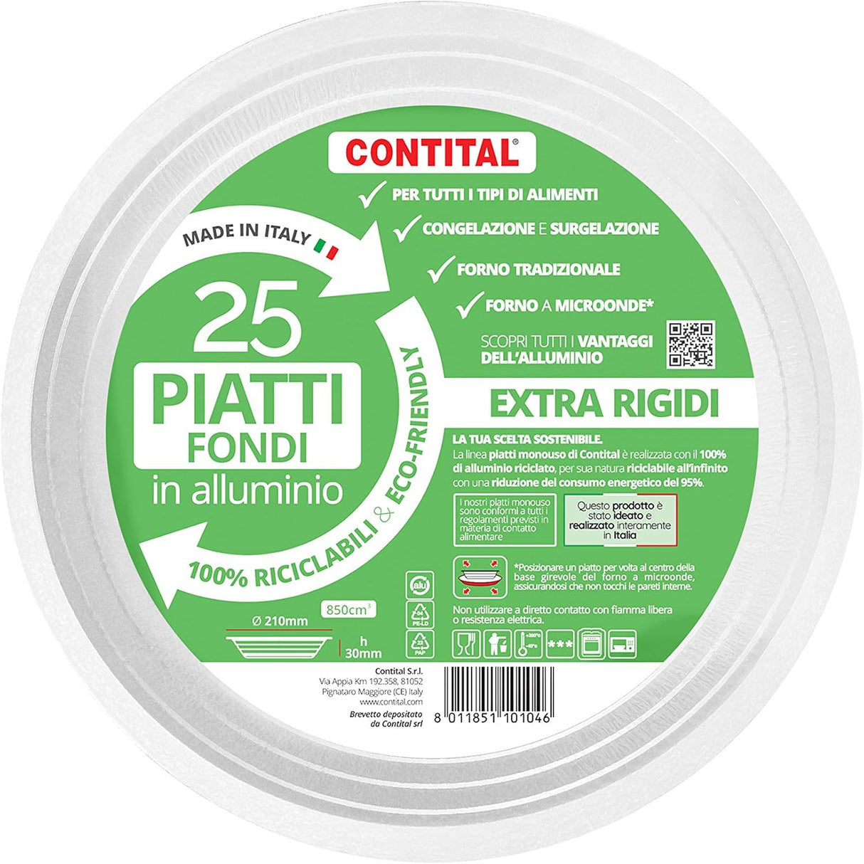 contital contital piatti fondi monouso alluminio laccato bianco d 210 mm cf 25 pz ean 8011851101046