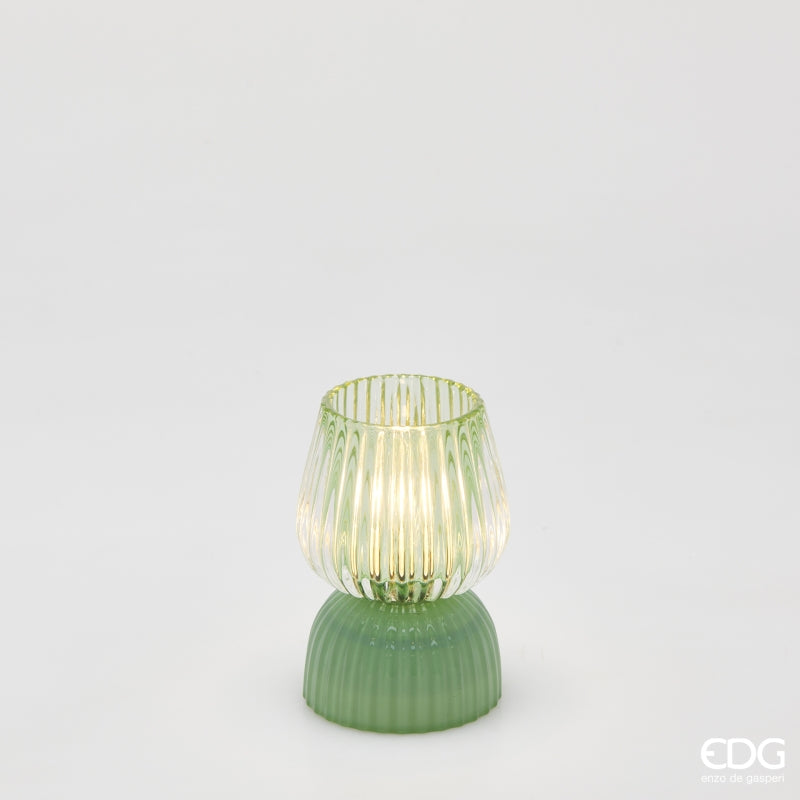 edg enzo de gasperi edg enzo de gasperi lampada da tavolo biforma a righe led h 13 cm d 9 cm ip20 verde ean 8059824630391