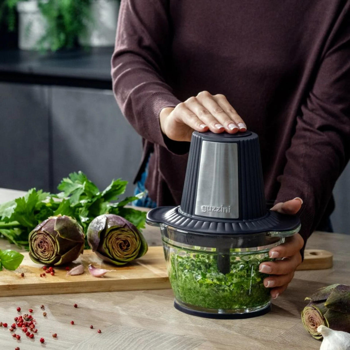 guzzini guzzini tritatutto elettrico sous chef antracite trita alimenti compatto design moderno per cucina ean 8008392424130