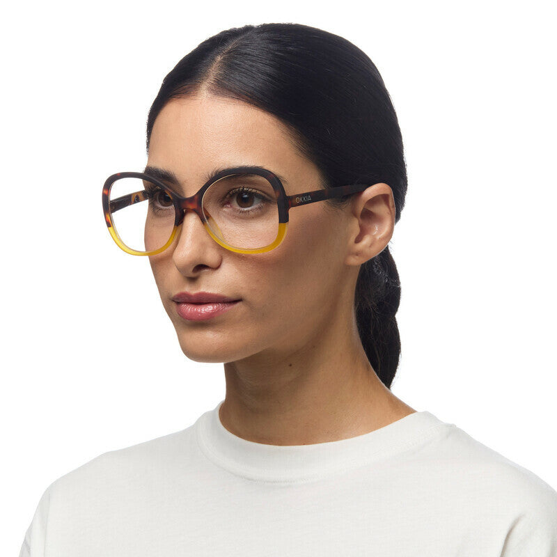 okkia okkia occhiale da lettura mod verona premontato butterfly soft touch spring anti luce blu havana giallo diottrie 1 00 ean 8056211374456