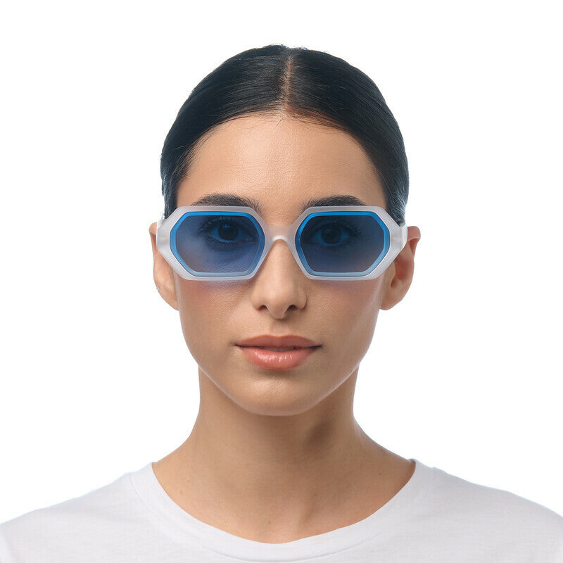 okkia okkia occhiale da sole premontato esagonale mod andrea soft touch translucent clear lenti dark blue ean 8056211375590