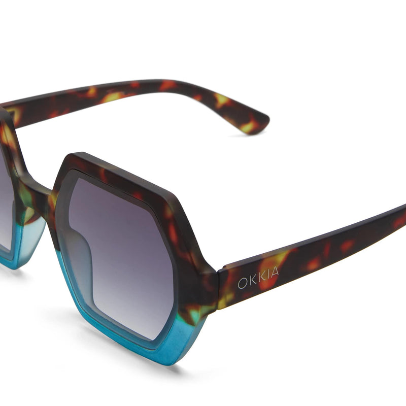okkia okkia occhiale da sole premontato esagonale mod emma havana blue ean 8055773198036
