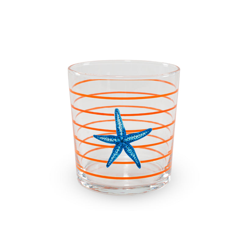 wd lifestyle wd lifestyle set 4 bicchieri in vetro 300 ml decoro mare con righe arancioni ean 8055035685298