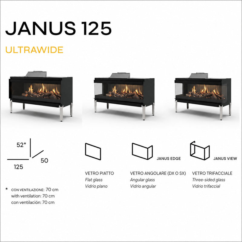 nobis nobis camino elettrico janus 125 senza ventilazione a led 4k fiamma olografica