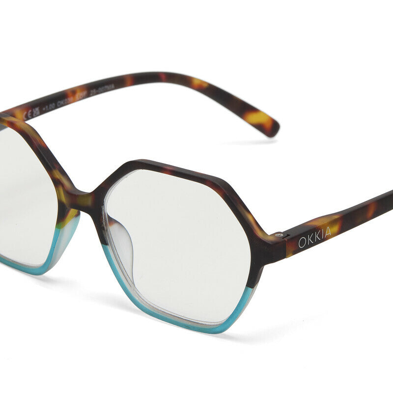 okkia okkia occhiale da lettura mod valencia premontato soft touch spring anti luce blu havana blue diottrie 2 50 ean 8056211374630