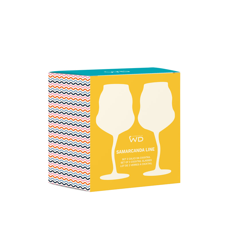 wd lifestyle wd lifestyle set 2 calici cocktail 450 ml bianco verde rosa e viola ean 8053300576289