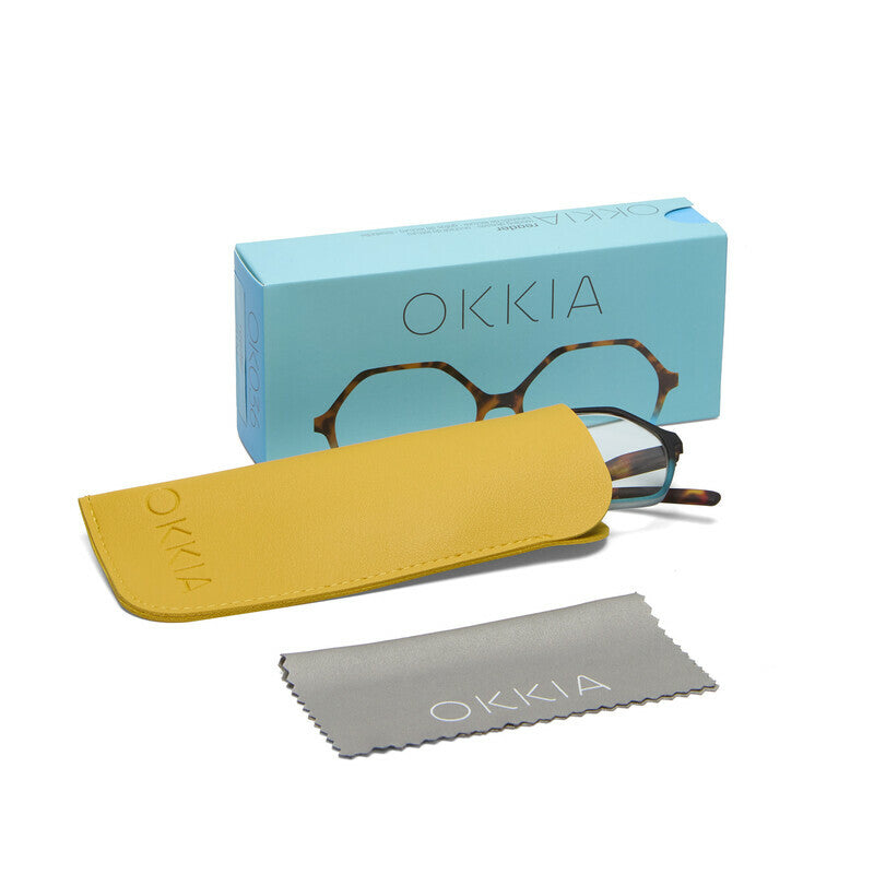okkia okkia occhiale da lettura mod valencia premontato soft touch spring anti luce blu havana blue diottrie 1 50 ean 8056211374616