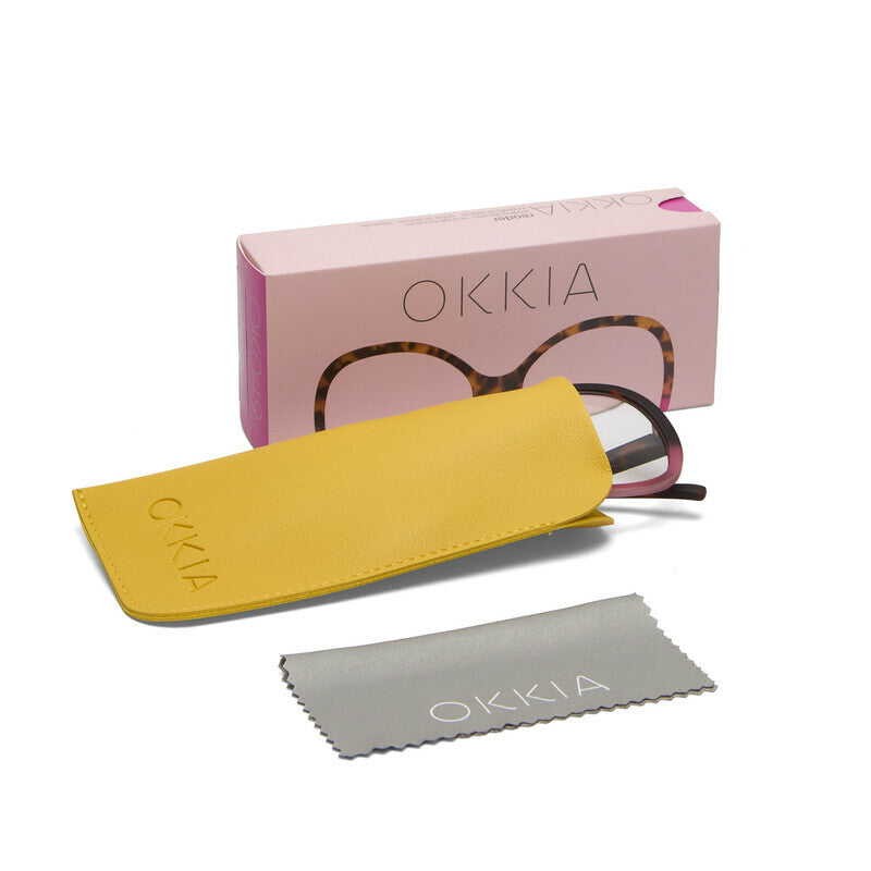 okkia okkia occhiale da lettura mod verona premontato butterfly soft touch spring anti luce blu havana pink diottrie 3 00 ean 8056211374449