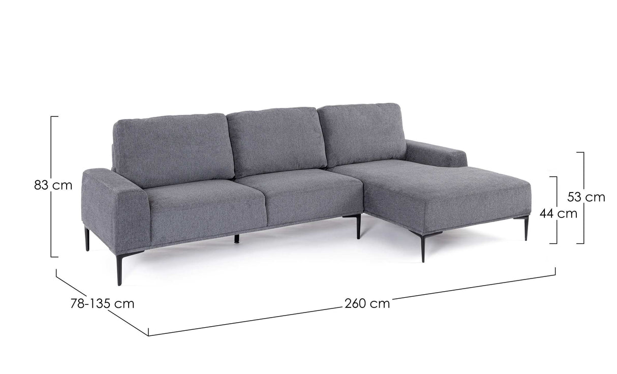 bizzotto bizzotto divano 3 posti washington con penisola grigio scuro ean 8051836606715