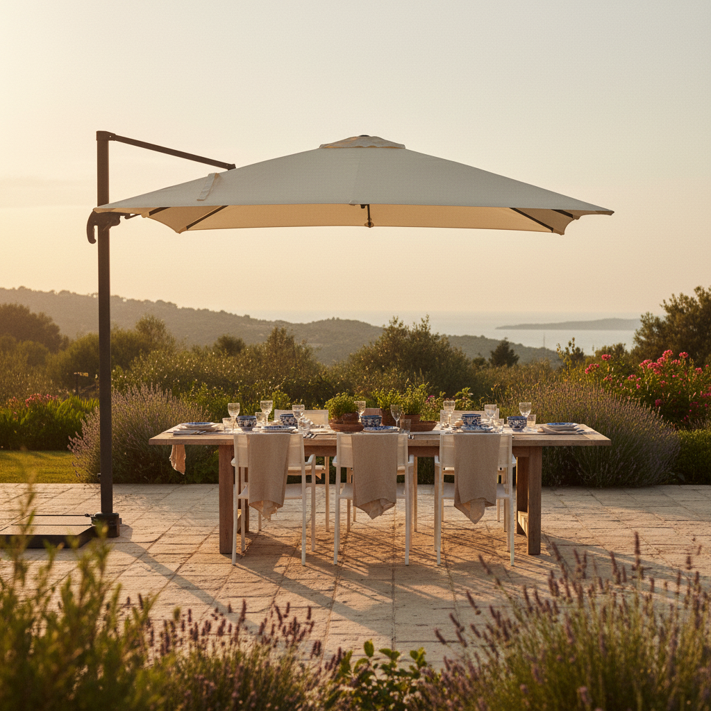 Lifestyle 1 – Dining terrace golden hour