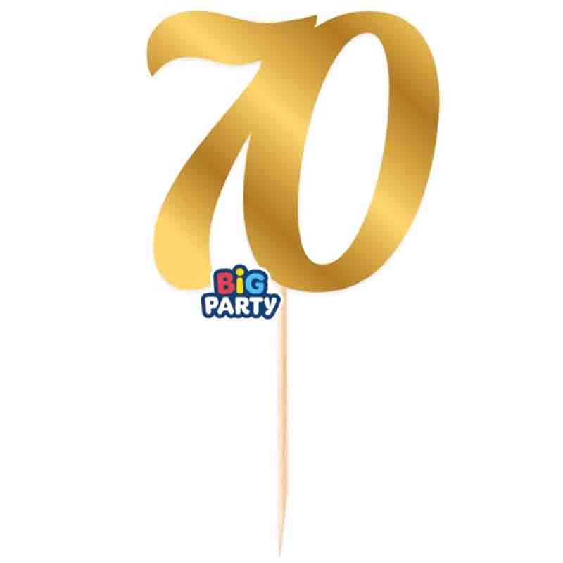 Big Party Mini Cake Topper Num. 70 Gold Metal