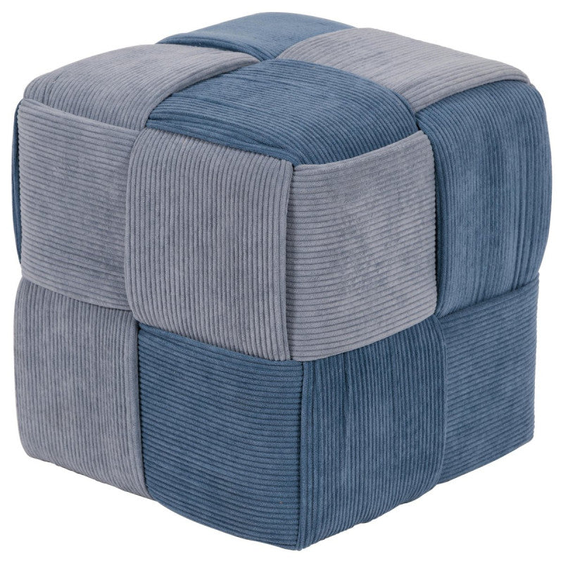 Dimo Pouf Brady in Ribbed Woven Velvet, Air Dust