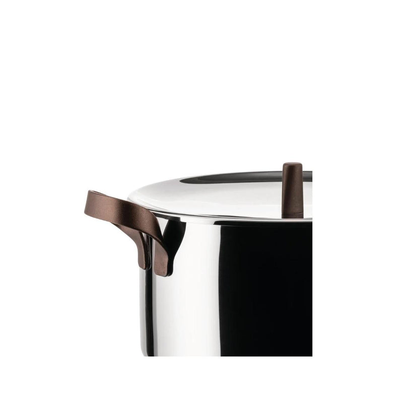 Alessi EDO Low Casserole D 24 Cm with Two Handles in Stainless Steel and Brown PVD