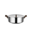 Alessi EDO Low Casserole D 24 Cm with Two Handles in Stainless Steel and Brown PVD