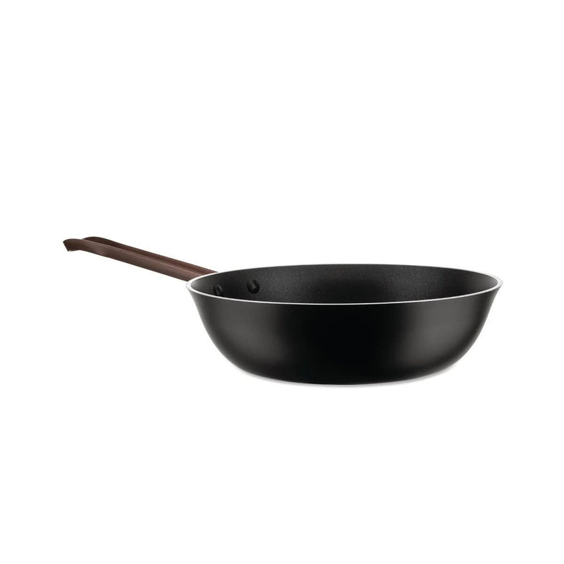 High Frying Pan Alessi Edo 28 cm Brown with Long Handle – Steel Frying Pan Elegant Design