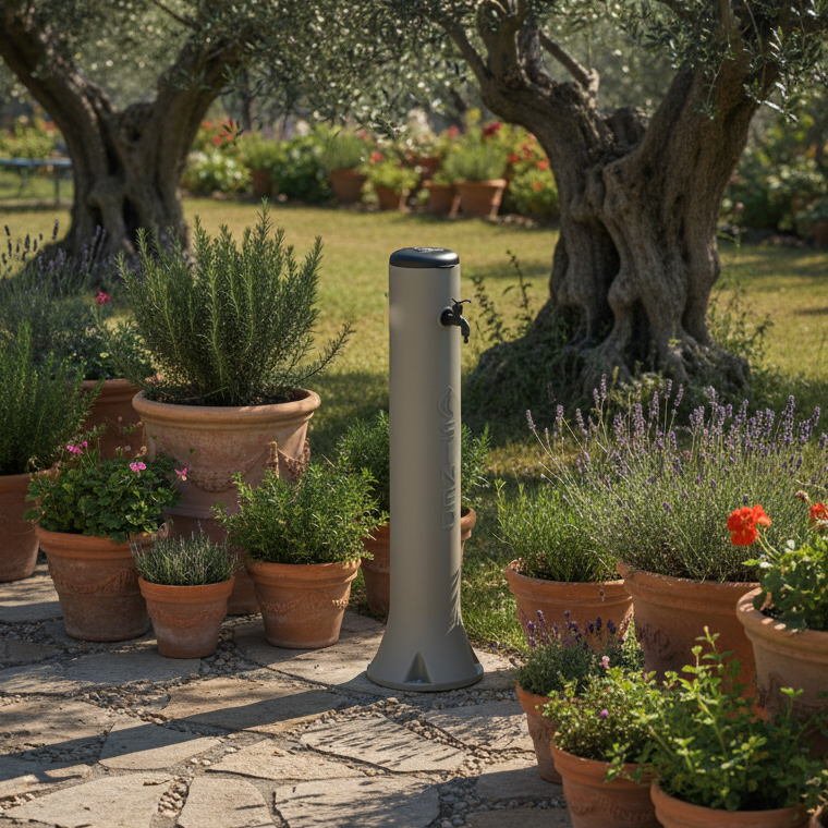 Scena 1 – Giardino mediterraneo con vialetto in pietra