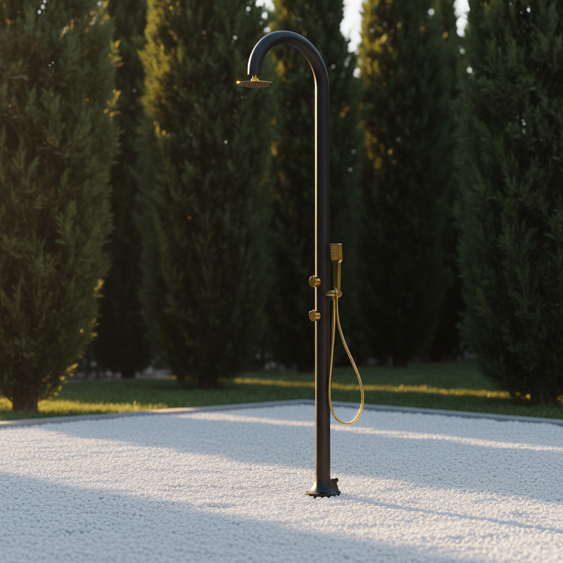Scena 3 – Giardino mediterraneo golden hour cipresso nero/oro