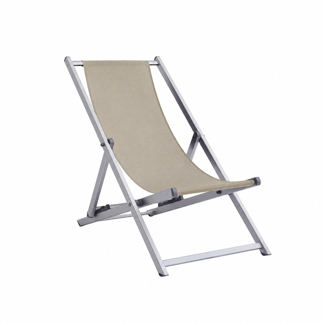 Moia Greenwood Deck Chair Beach Sand Aluminum Textilene 100 cm