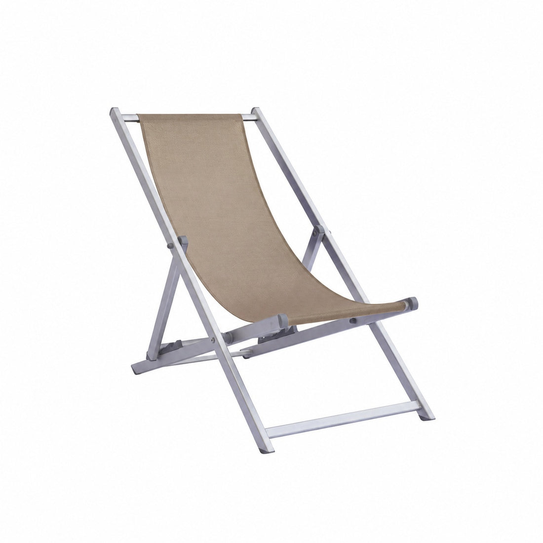 Moia Greenwood Aluminum Textilene Taupe Adjustable Beach Lounger
