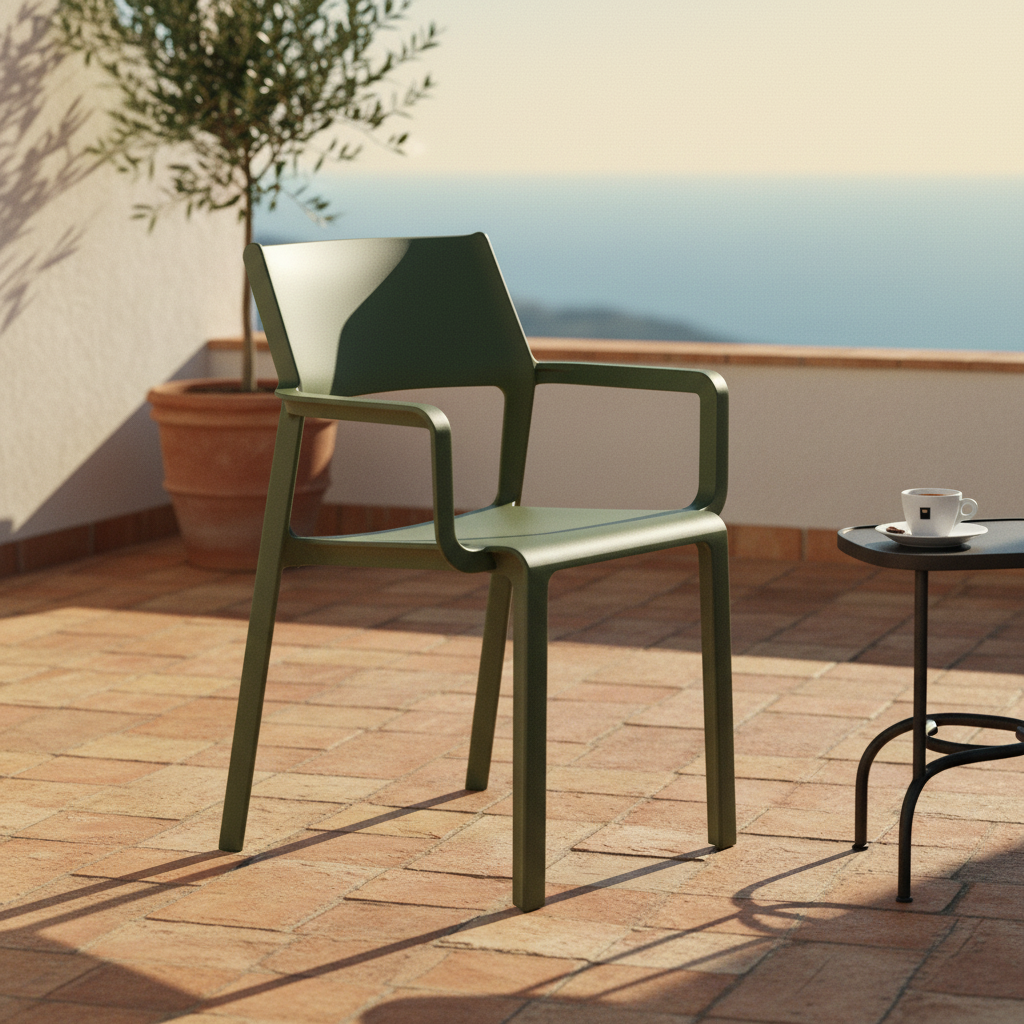 Sedia Trill Armchair Agave su terrazza