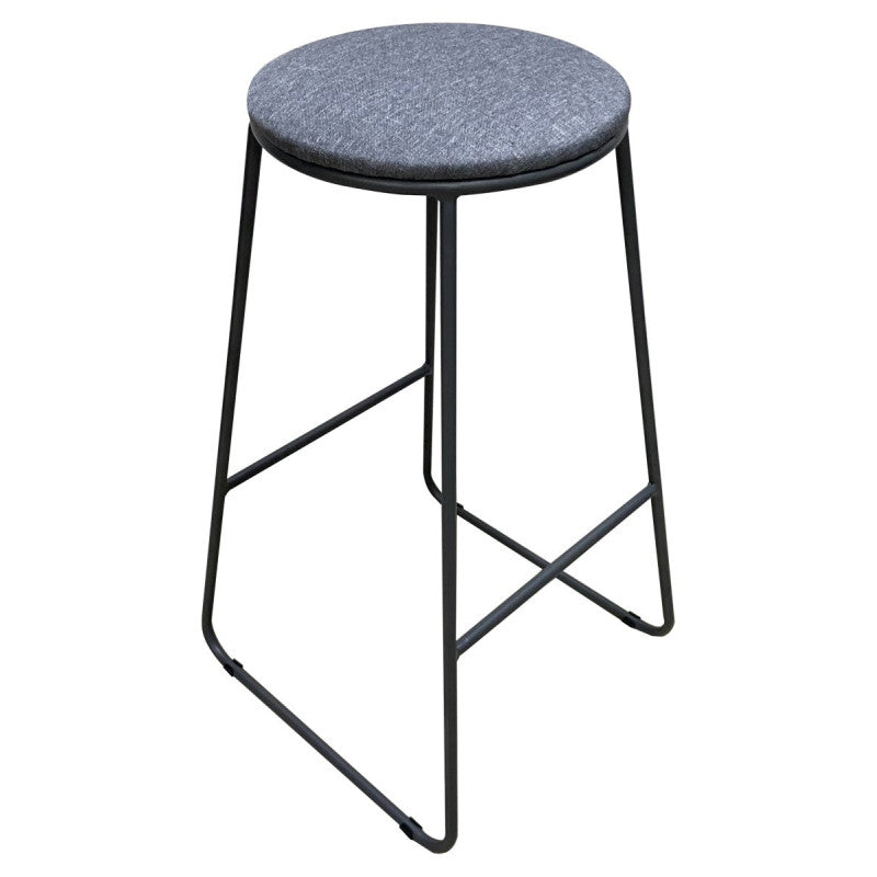 Dimo Colby Round Seat Stool in Grey Fabric with Grey Legs
