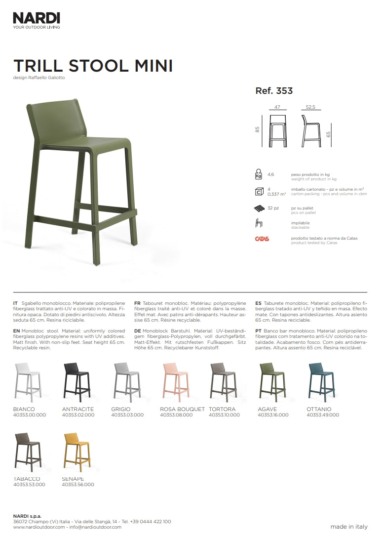 Nardi Trill Stool Mini Stool Agave