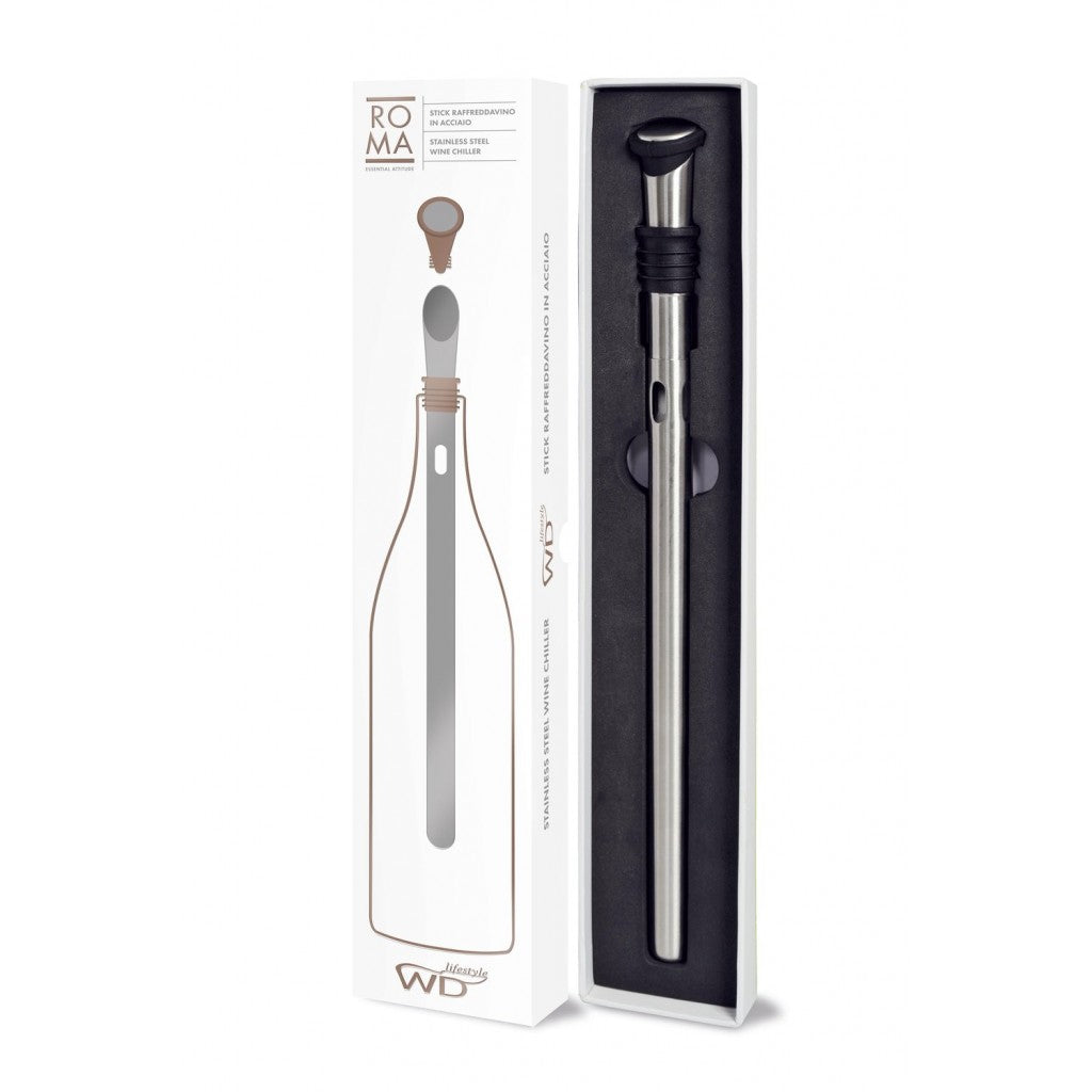 WD LifeStyle Stick Wine Chiller H32 cm Stainless Steel with Hermetic Cap and Pouring Spout
