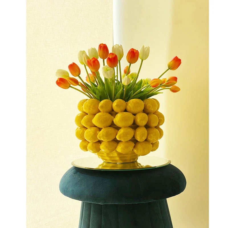 EDG Enzo De Gasperi Chakra Lemon Vase H 19 Cm D 28 Cm 36 Fruits Yellow