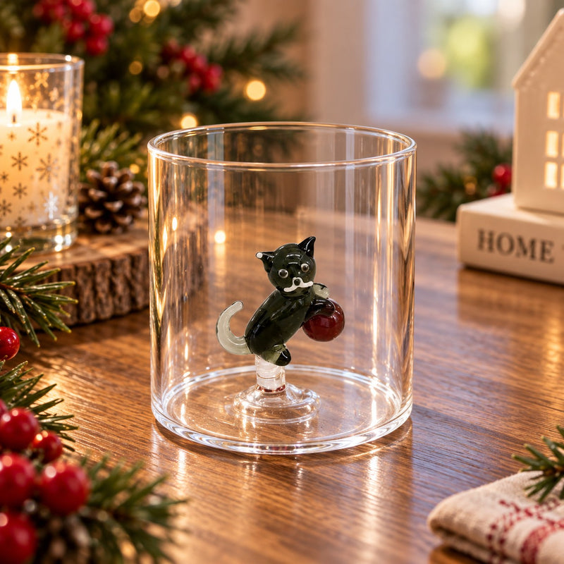 WD LifeStyle Borosilicate Glass 250 ml Cat Decoration
