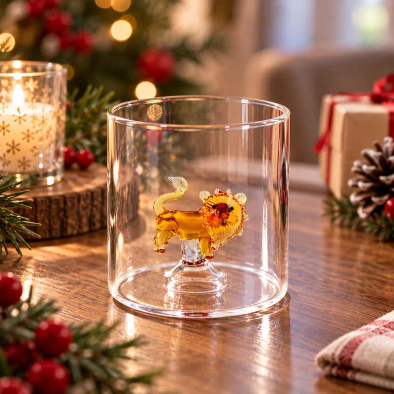 WD LifeStyle Borosilicate Glass 250 ml Lion Decoration