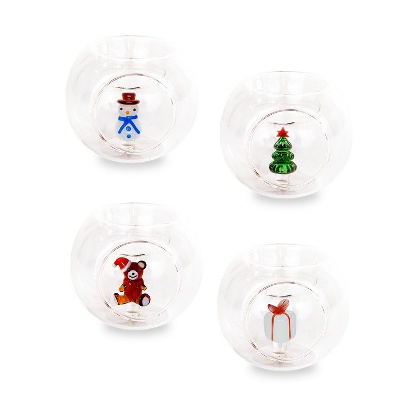 WD Lifestyle Christmas Tealight Holder in Assorted Glass 1 Piece – Decorative Christmas Candleholder