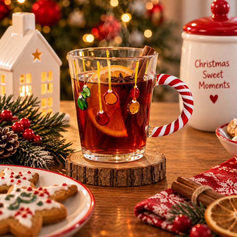 WD LifeStyle Tazza di Natale in Vetro 425 ml con Decoro Palline – Tazza Natalizia Idea Regalo