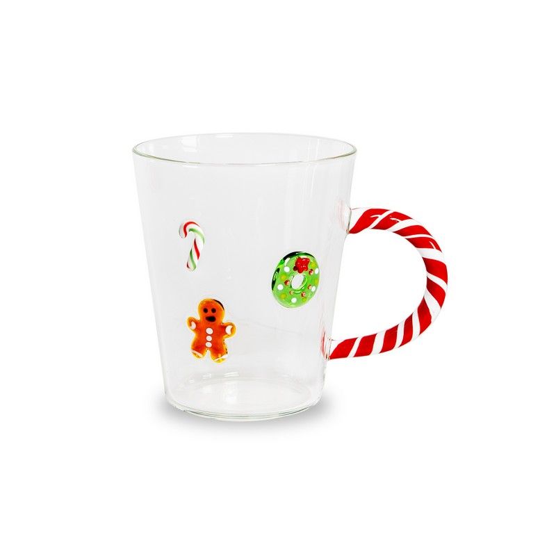 WD LifeStyle Tazza di Natale in Vetro 425 ml con Pan di Zenzero – Tazza Natalizia Idea Regalo