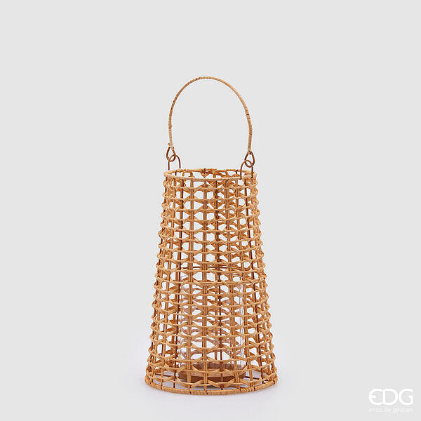 EDG Enzo De Gasperi Natural Cone Lantern with Handle H 32 Cm D 27 Cm Light