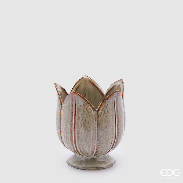 EDG Enzo De Gasperi Tulip Vase H 16 Cm D 14 Cm Sage