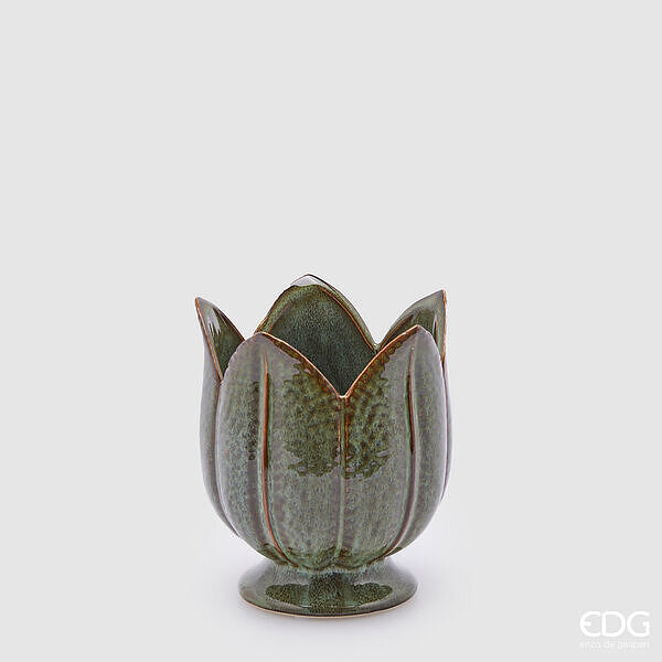 EDG Enzo De Gasperi Tulip Vase H 16 Cm D 14 Cm Green