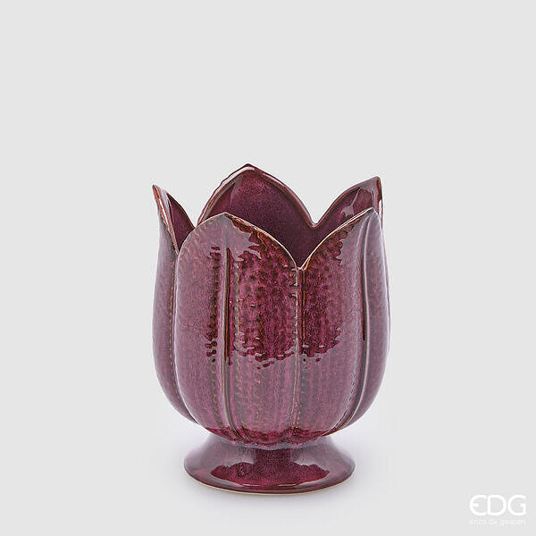EDG Enzo De Gasperi Tulip Vase H 19 Cm D 16 Cm Purple