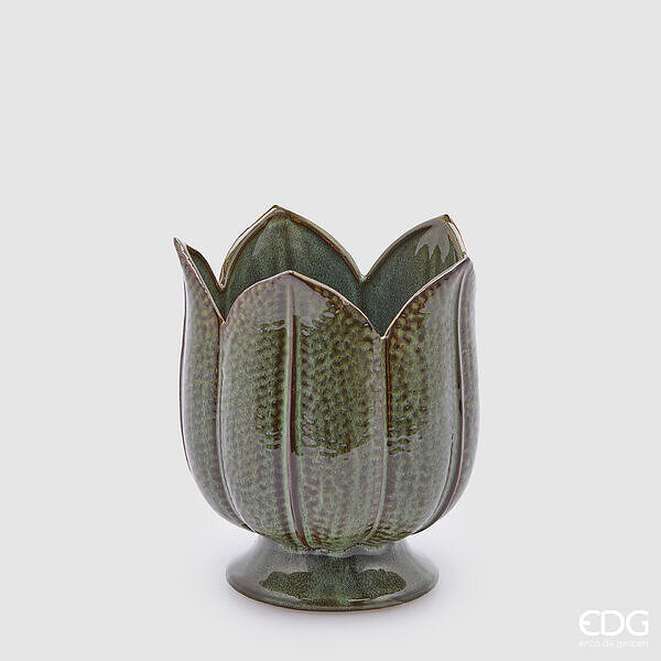 EDG Enzo De Gasperi Tulip Vase H 19 Cm D 16 Cm Green