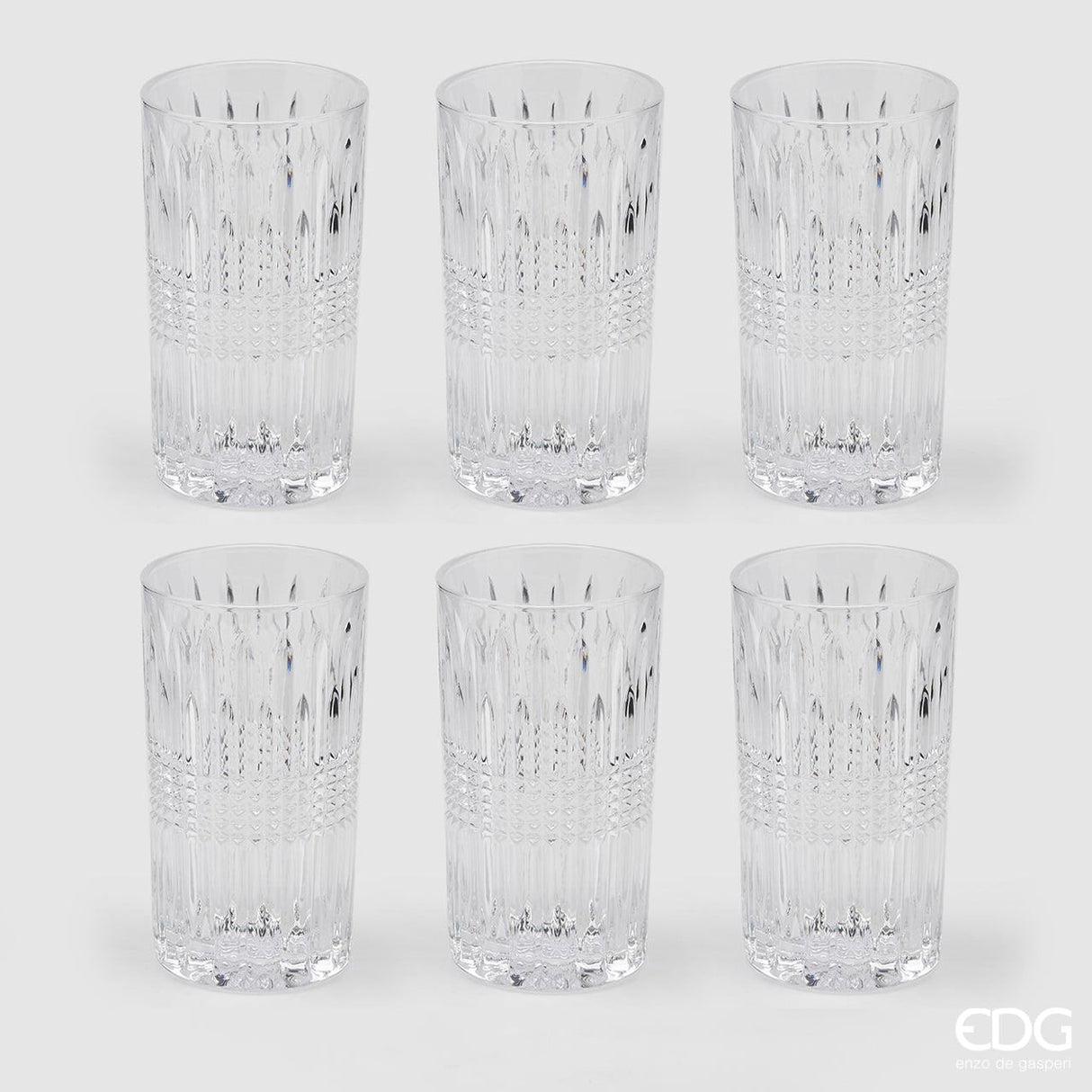EDG Enzo De Gasperi Striped Glass H 14 Cm D 8 Cm 6PCS
