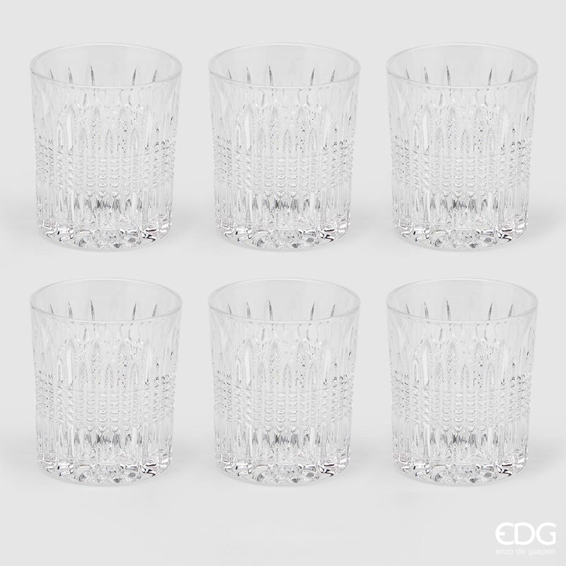 EDG Enzo De Gasperi Striped Glass H 9.5 Cm D 8.2 Cm 6 Pcs
